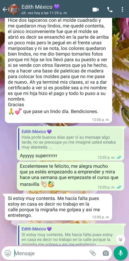 Captura real: Mensaje de alumna desde México